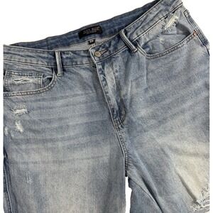 Judy Blue Jeans Distressed Raw Hem Rainbow Thread Women's 18W Light Wash